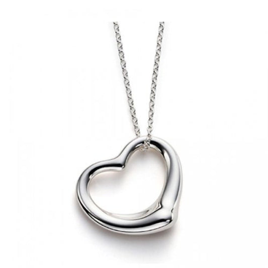 Classic Floating Heart Pendant Necklace (Large) on Silver Tone Curb Chain for Women/Ladies/Teenagers/Girls - Sterling Silver Plated
