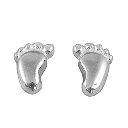 BABY FEET Sterling Silver Stud Earrings/Ear Studs for Women/Teenage/Girls - 925 Sterling Silver - Ideal Very Cute Christening/Baby Gift - Childrens Stud Earrings