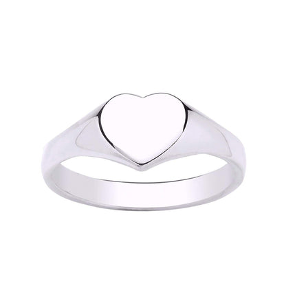 WOMENS Heavyweight HEART Signet Ring - Engravable - 925 Sterling Silver - Available in 3 S 