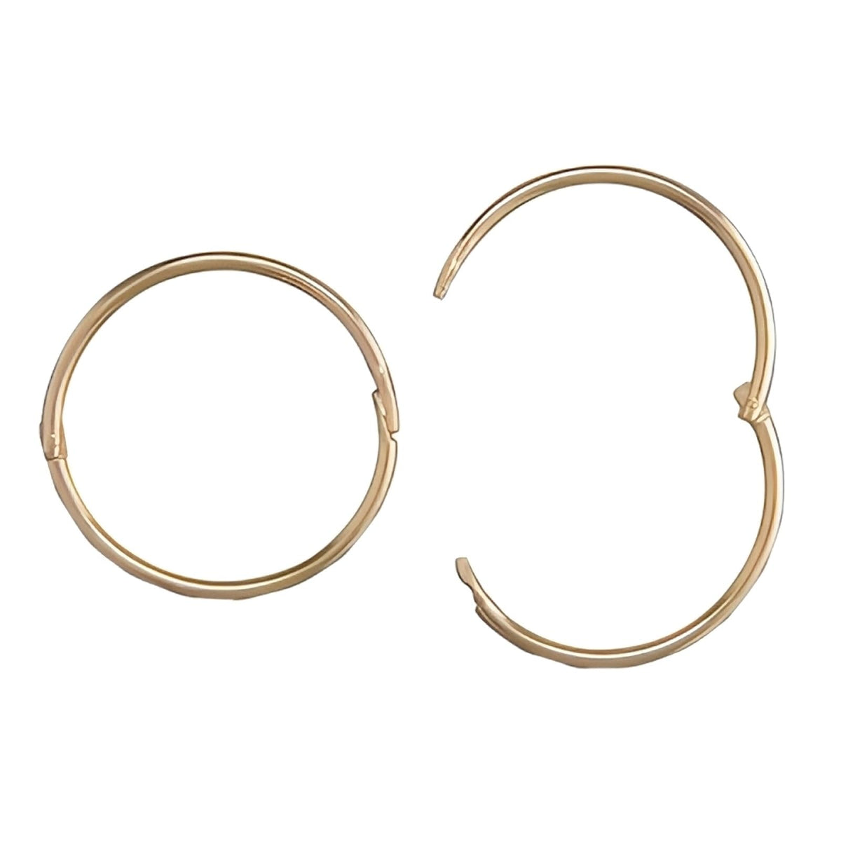 16MM Diamond Cut Faceted Hinged Hoop Earrings - 9ct Yellow Gold Sleeper Hoop Earrings