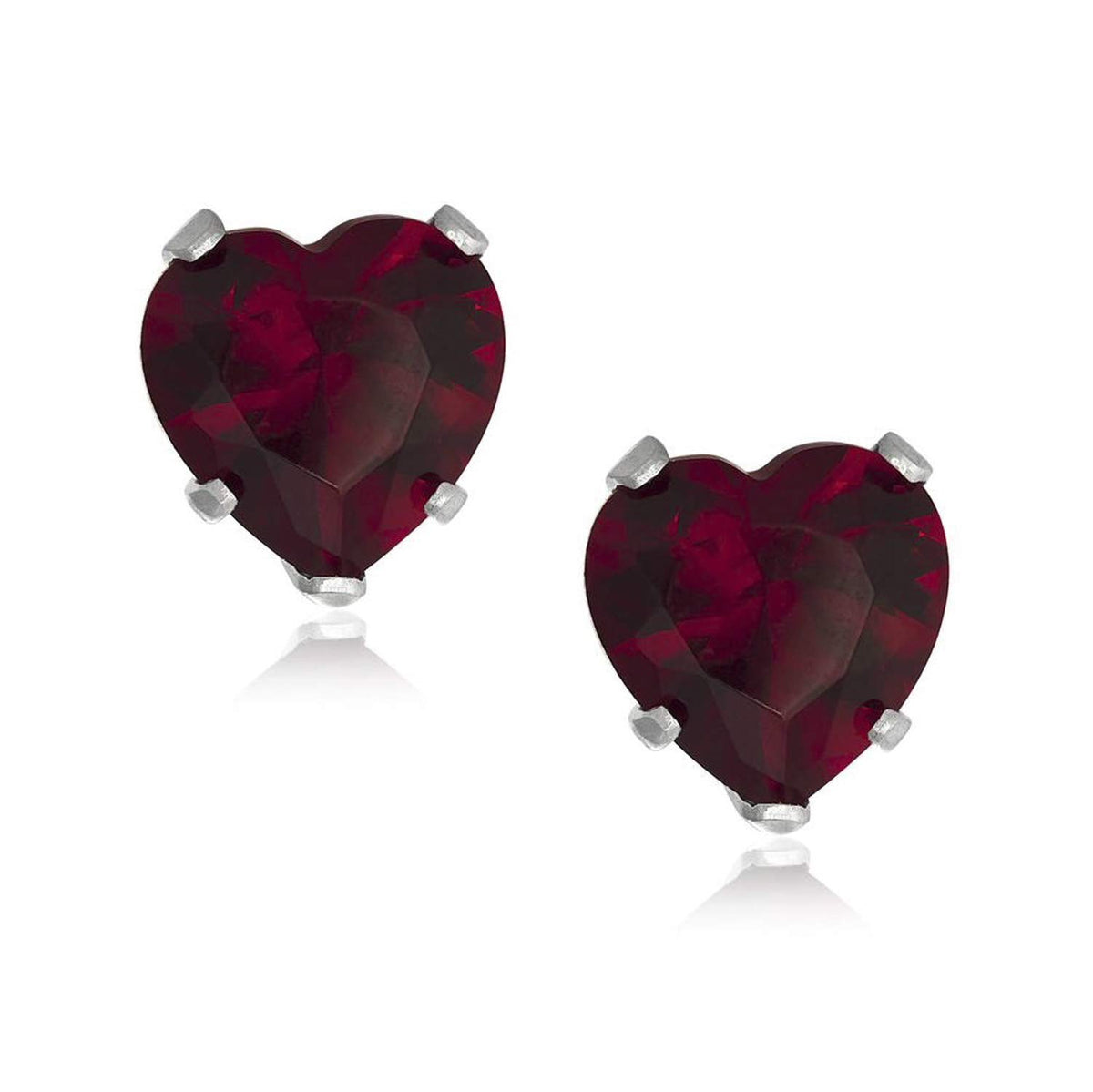 5MM Heart Cut CZ Birthstone Stud Earrings/Ear Studs for Women - 925 Sterling Silver 