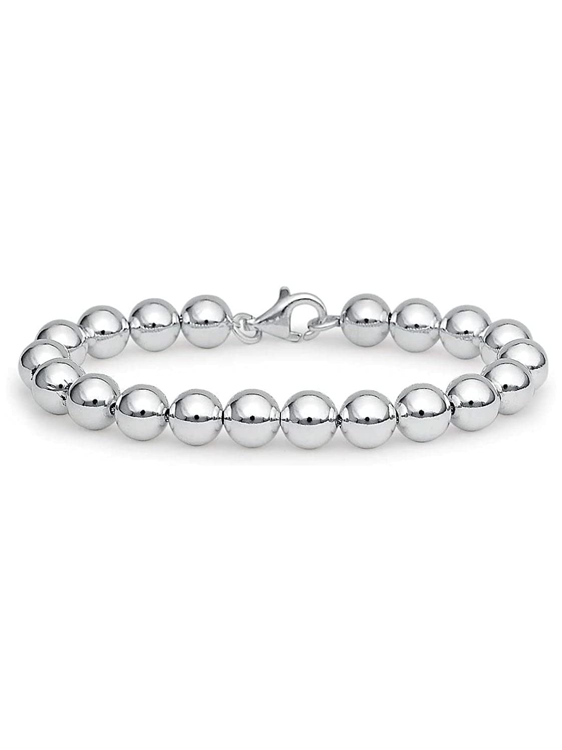 8MM BALL/BEAD Bracelet/Necklace for Women Teenager Girls - 925 Sterling Silver Plated (Hol 