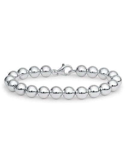 8MM BALL/BEAD Bracelet/Necklace for Women Teenager Girls - 925 Sterling Silver Plated (Hol 