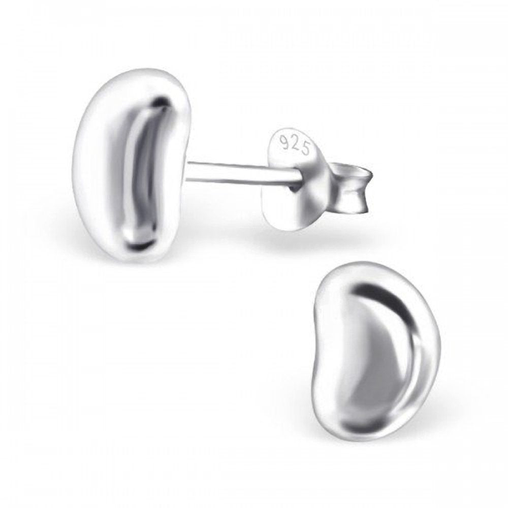 Bean Sterling Silver Stud Earrings