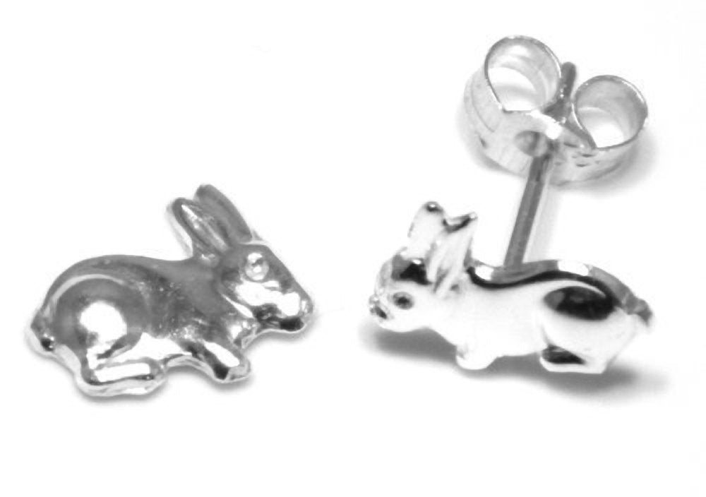 Cute Bunny RABBIT Stud Earrings/Pair of Ear Studs for Girls Child Children - 925 Sterling Silver - Earrings for Children