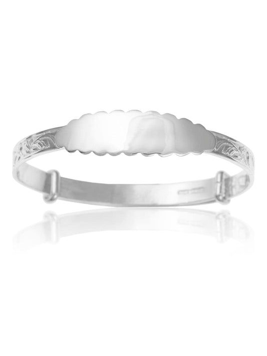 Engraved / Embossed Pattern / Design Expanding / Expandable / Adjustable Bangle Bracelet f ##1-scalloped-id-baby-large,1-scalloped-id-baby-medium,1-scalloped-id-baby-small,1-scalloped-id-child,1-scalloped-id-women