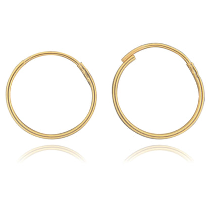 9mm 9ct Yellow Gold Hoop Sleeper Earrings For Women Men Kids - Endless/Seamless Continuous Small Thin ULTRA MINI Hoops - Solid Gold Hoop Earring Sleepers