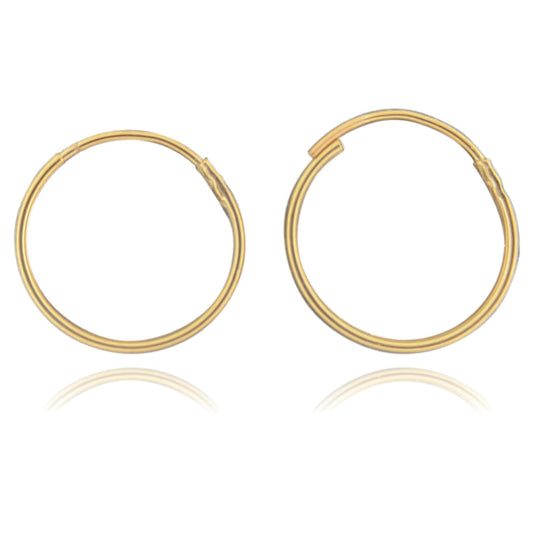 9mm 9ct Yellow Gold Hoop Sleeper Earrings For Women Men Kids - Endless/Seamless Continuous Small Thin ULTRA MINI Hoops - Solid Gold Hoop Earring Sleepers