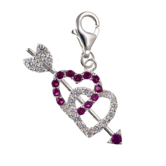 Heart Themed Clip On Charms Collection - Sterling Silver Clip On Charm Pendant with Lobste ##crystal-hearts-arrow