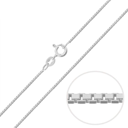 925 Sterling Silver 0.8/1.0/1.5 MM Box Link/Square Link Chain Necklace for Women Teenager ##0-8mm
