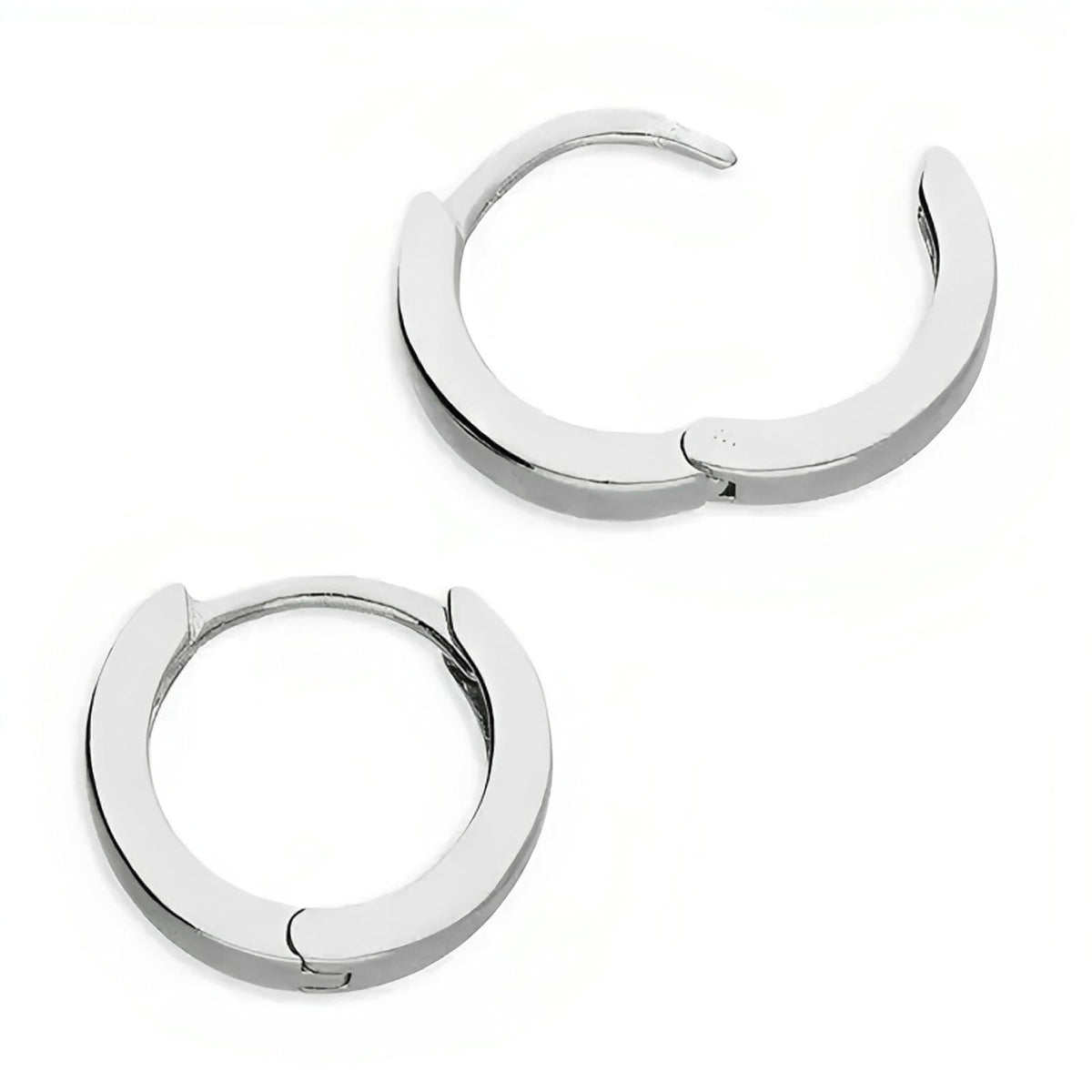 10MM Sterling Silver Huggie Hinged Hoop Earrings for Women Men Unisex - 925 Sterling Silve 