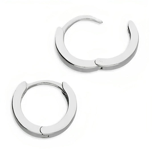 10MM Sterling Silver Huggie Hinged Hoop Earrings for Women Men Unisex - 925 Sterling Silve ##01-silver-plain