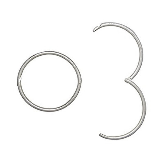 16MM Sterling Silver Square/Flat Edged Half Hinged Hoop Earrings for Women/Teenage/Girls - 925 Sterling Silver - Plain & Simple Faceted Hinged