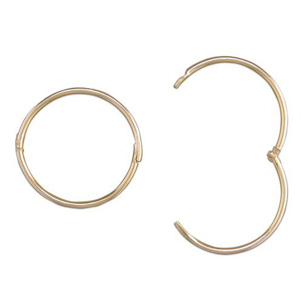 15MM Diamond Cut Faceted Hinged Hoop Earrings - 9ct Yellow Gold Sleeper Hoop Earrings