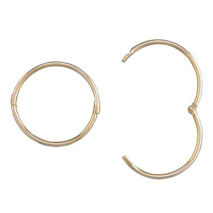 15MM Diamond Cut Faceted Hinged Hoop Earrings - 9ct Yellow Gold Sleeper Hoop Earrings