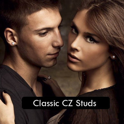 9MM Classic Brilliant Round Cut Cubic Zirconia (CZ) Sterling Silver Solitaire Stud Earring 