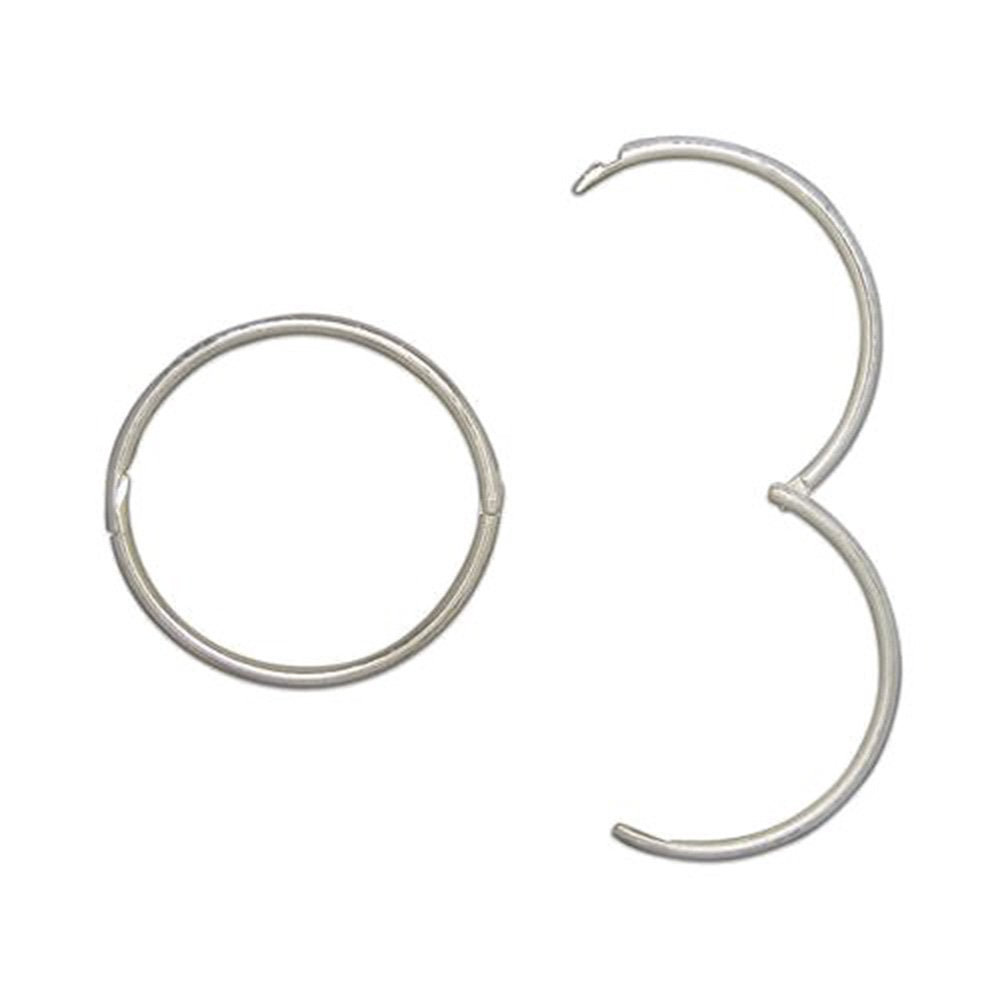 16MM Sterling Silver Round Hoop Earrings for Women Ladies Girls - Solid 925 Sterling Silver - Plain & Simple Polished Fine Circle Endless Half-Hinged Hoops