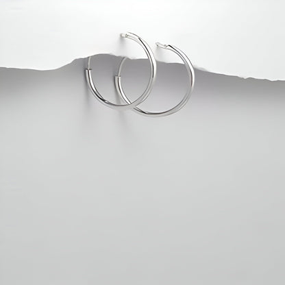 10MM Sterling Silver SMALL Plain Simple Polished Top Hinged Endless Hoop Earrings - Fine Circle Round Hoop Sleeper Earrings for Women/Teenagers/Girls