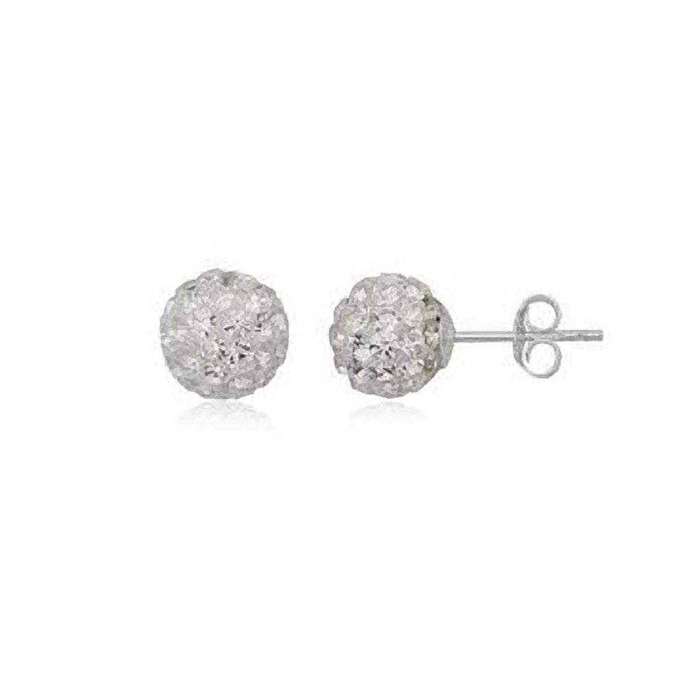 5MM Bling WHITE Disco Ball Bling Style Sterling Silver Stud Earrings - Austrian Crystal Earrings
