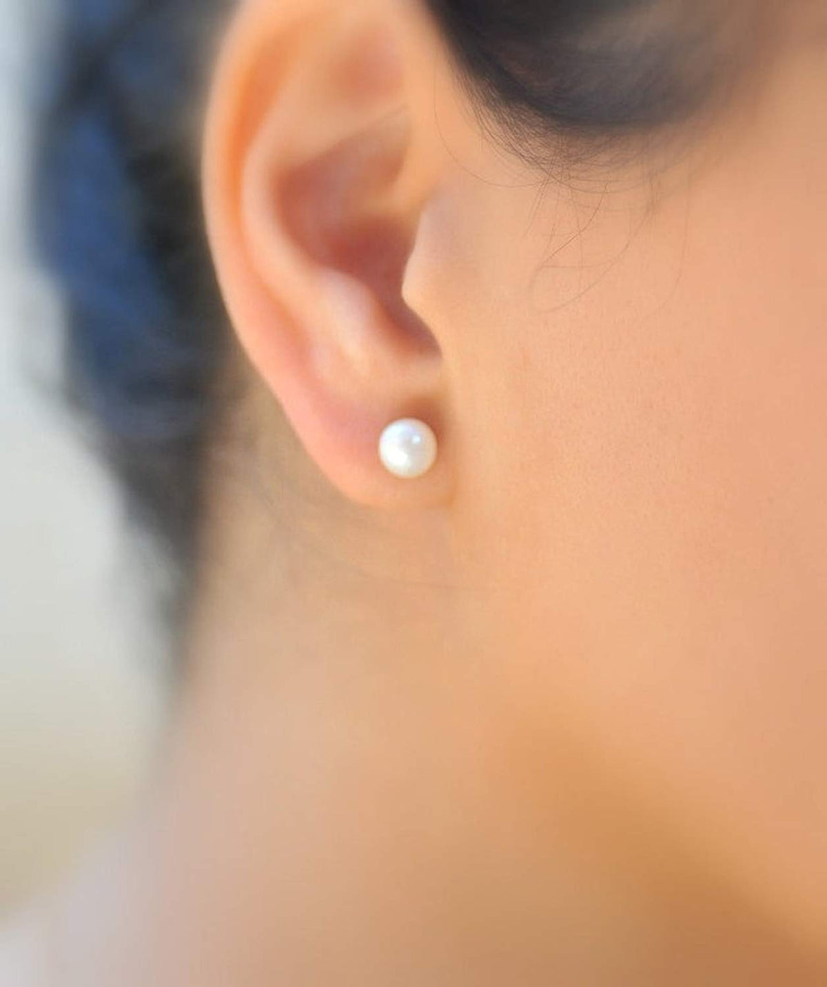 3MM Petite White Pearl Sterling Silver Stud Earrings/Ear Studs for Women Ladies Girls - Small and Discreet - 925 Sterling Silver