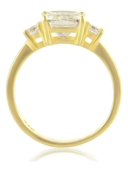 WOMENS Diamond Cubic Zirconia (CZ) Engagement Ring - Replica Duchess Meghan Markle Ring - 925 Sterling Silver With Yellow Gold Plating
