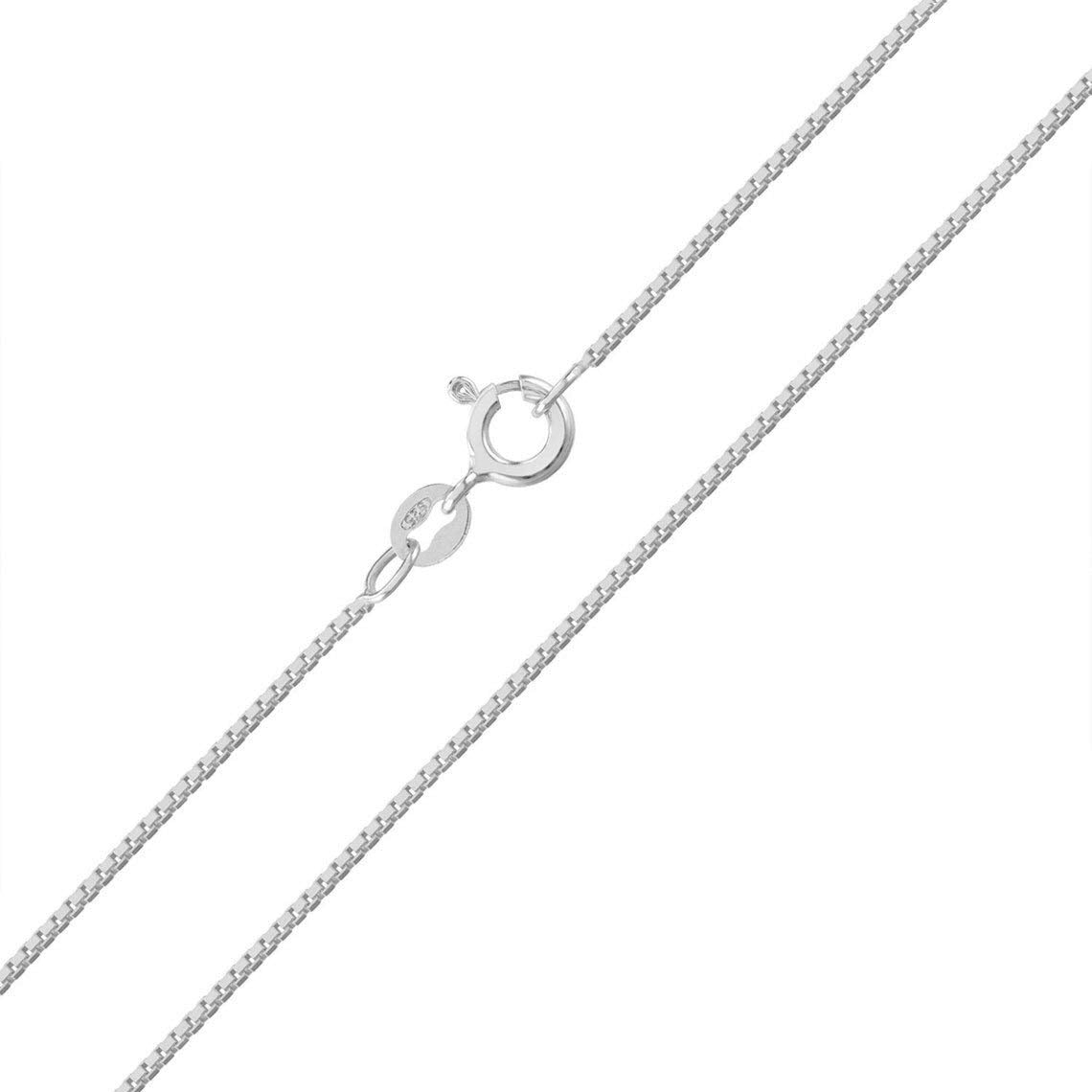 925 Sterling Silver 0.8/1.0/1.5 MM Box Link/Square Link Chain Necklace for Women Teenager 