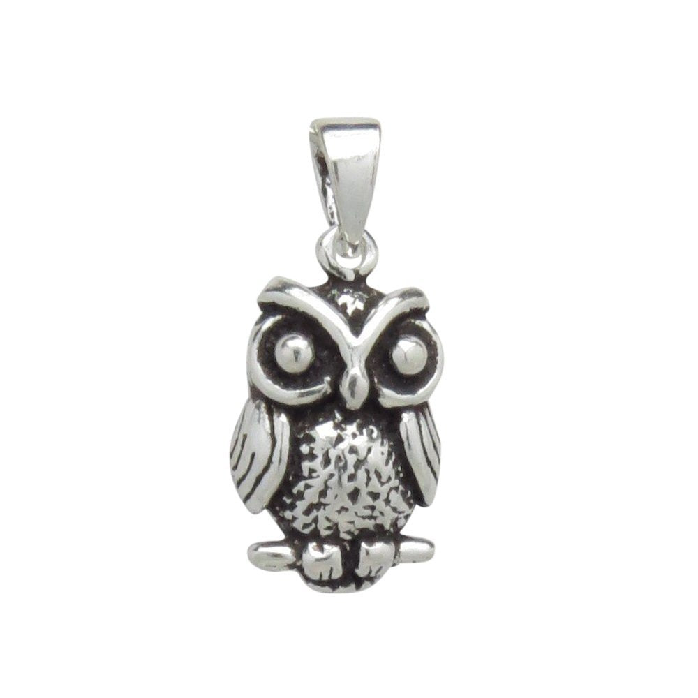 Little Owl Sterling Silver Pendant Necklace - WITHOUT A Chain or On 16", 18" or 20" Inch C 