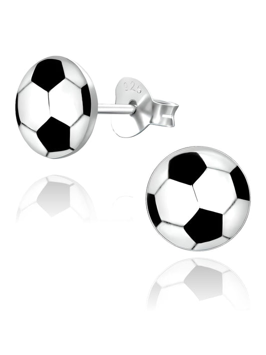 Football/Soccer Stud Earrings/Pair of Ear Studs for Children Kids Boys Girls Teenagers Wom ##black-white-7-5mm