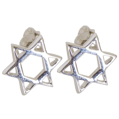 Star of David Sterling Silver Stud Earrings - Great Detailed Star Ear Studs
