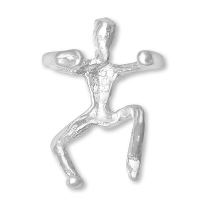 Left or Right Nonpiercing 8mm (Small) Climbing Man Outer Ear Cuff Clip-On Earring - 925 Sterling Silver