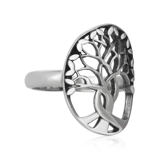 Cut-Out Tree of Life Ring for Women - 925 Sterling Silver - Available in Sizes L-R