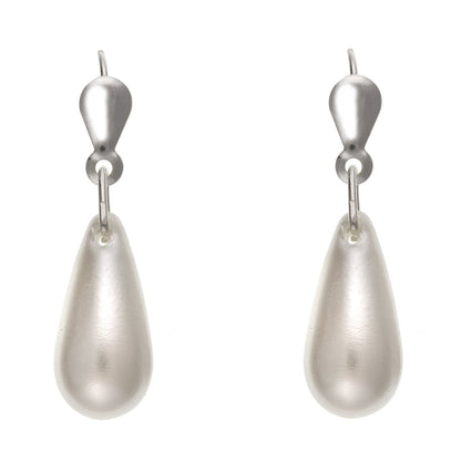 White Simulated/Faux Pearl Teardrop Dangle/Dangly Drop Earrings for Women Ladies Girls - 6mm X 26mm - 925 Sterling Silver