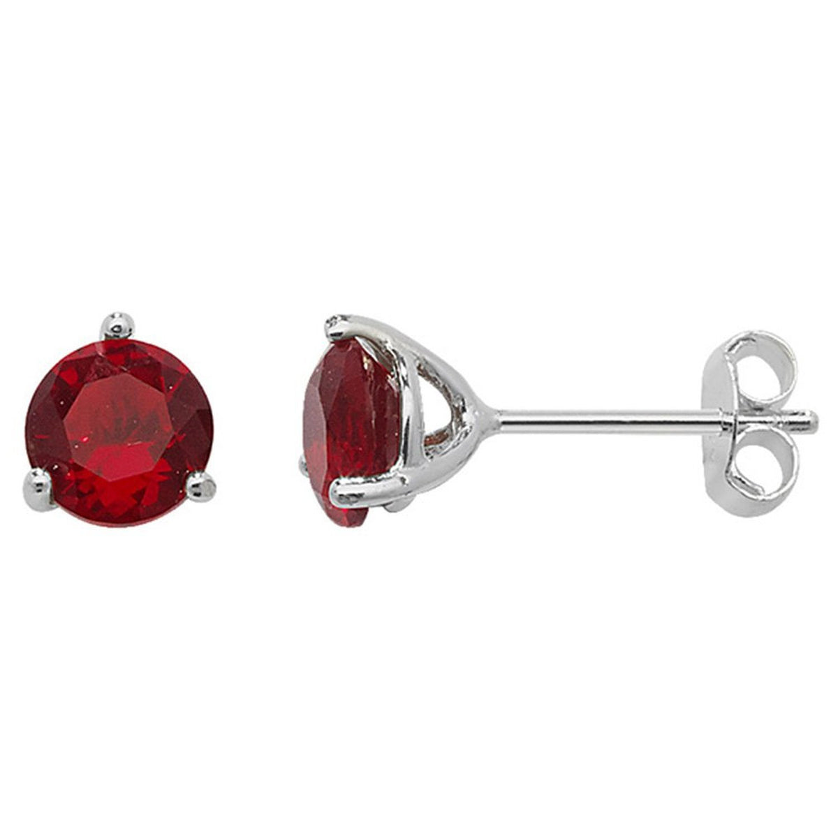 5MM CZ Round Cut Birthstone Stud Earrings - 925 Sterling Silver 