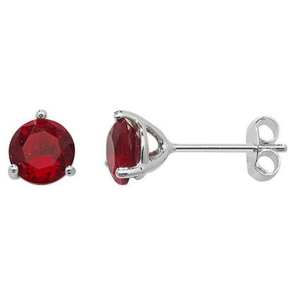 5MM CZ Round Cut Birthstone Stud Earrings - 925 Sterling Silver 