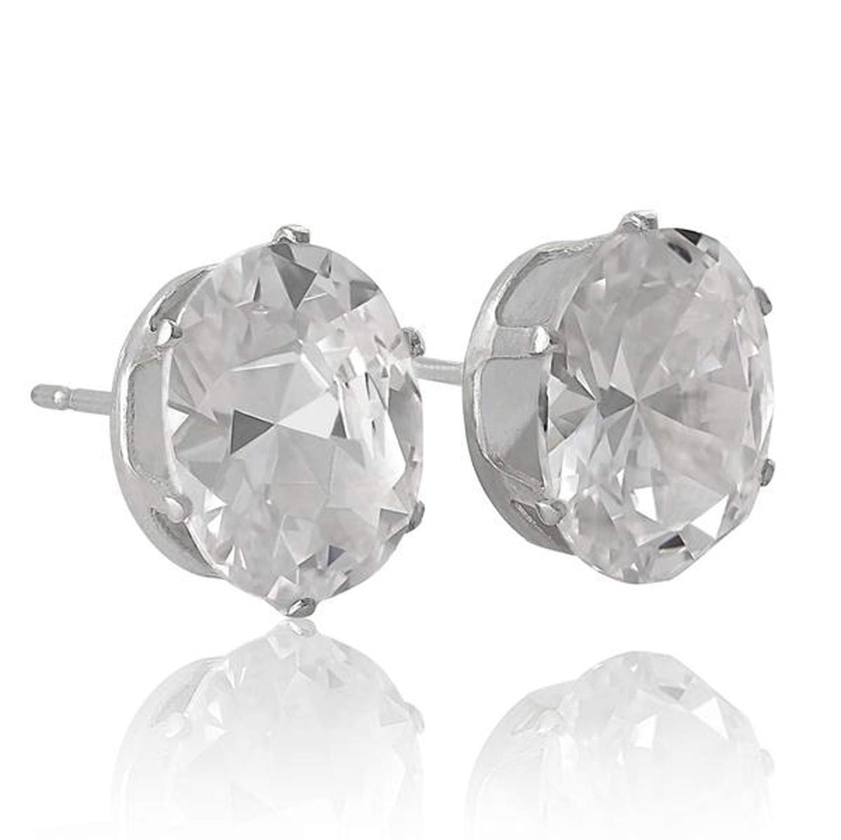 10MM Oval Cut CZ Birthstone Stud Earrings/Ear Studs for Women - 925 Sterling Silver