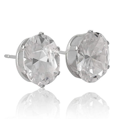 10MM Oval Cut CZ Birthstone Stud Earrings/Ear Studs for Women - 925 Sterling Silver