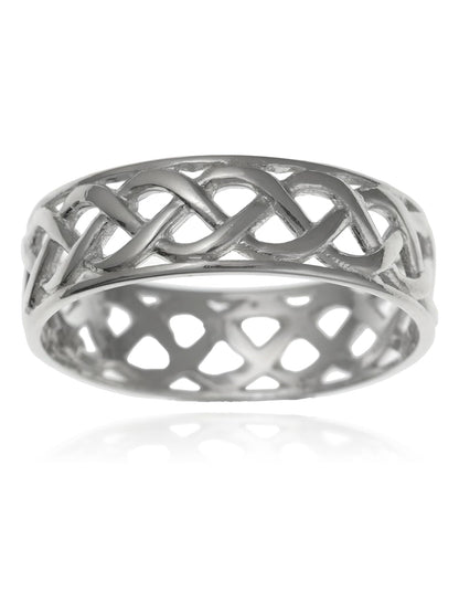 MENS Irish Open Celtic Knot Wedding Band Ring - 7MM Wide - 925 Sterling Silver - Irish Celtic Jewellery - Sizes R-Z Available
