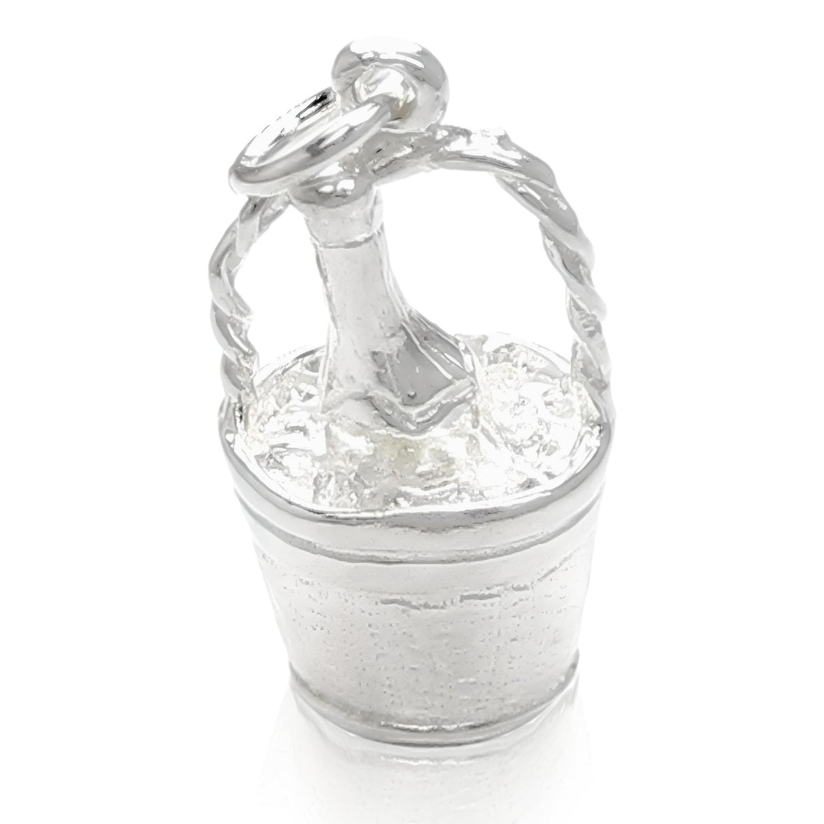 Champagne Bottle & Bucket Traditional Link Charm - 925 Sterling Silver - For European Style Charm Bracelets. BU2141ID