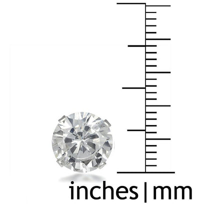 9MM Classic Brilliant Round Cut Cubic Zirconia (CZ) Sterling Silver Solitaire Stud Earrings/Ear Studs for Women Ladies Girls - Birthstone Earrings
