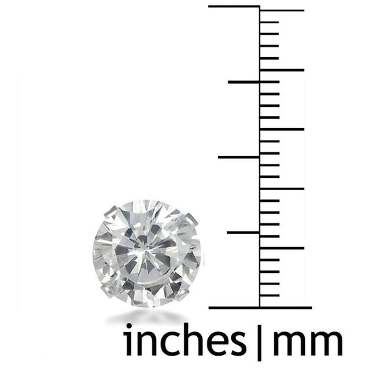 9MM Classic Brilliant Round Cut Cubic Zirconia (CZ) Sterling Silver Solitaire Stud Earrings/Ear Studs for Women Ladies Girls - Birthstone Earrings