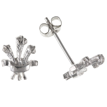 8MM Royal/Welsh/Royal Prince Of Wales Feathers Stud Earrings/Ear Studs for Women/Teenage/Girls - 925 Sterling Silver