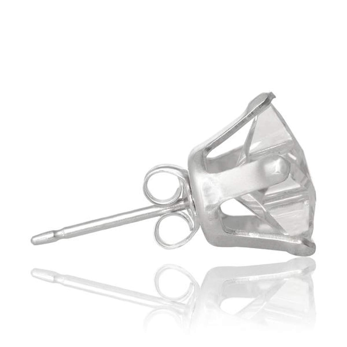 4MM Star Cut CZ Birthstone Stud Earrings/Ear Studs for Women - 925 Sterling Silver