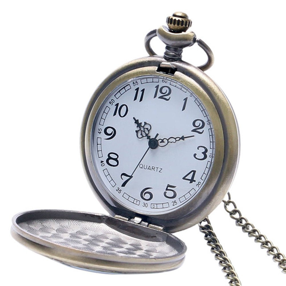 DR WHO Logo & Decorative Gallifrey Timelord Seal Bronze Effect Retro Case Full Hunter Mens/Boys Quartz Pocket Watch Necklace - On 32" Inch/ 80cm Chain
