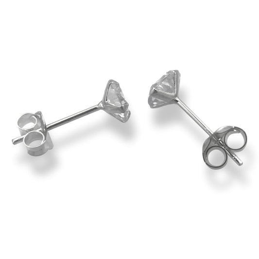 5MM MENS/UNISEX Simulated Diamond CZ Sterling Silver or Gold Stud Earrings ##sterling-silver