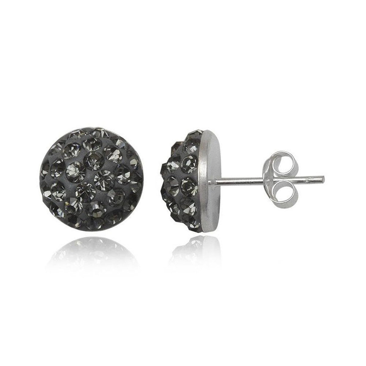 10MM Half Disco Ball Sterling Silver Stud Earrings 