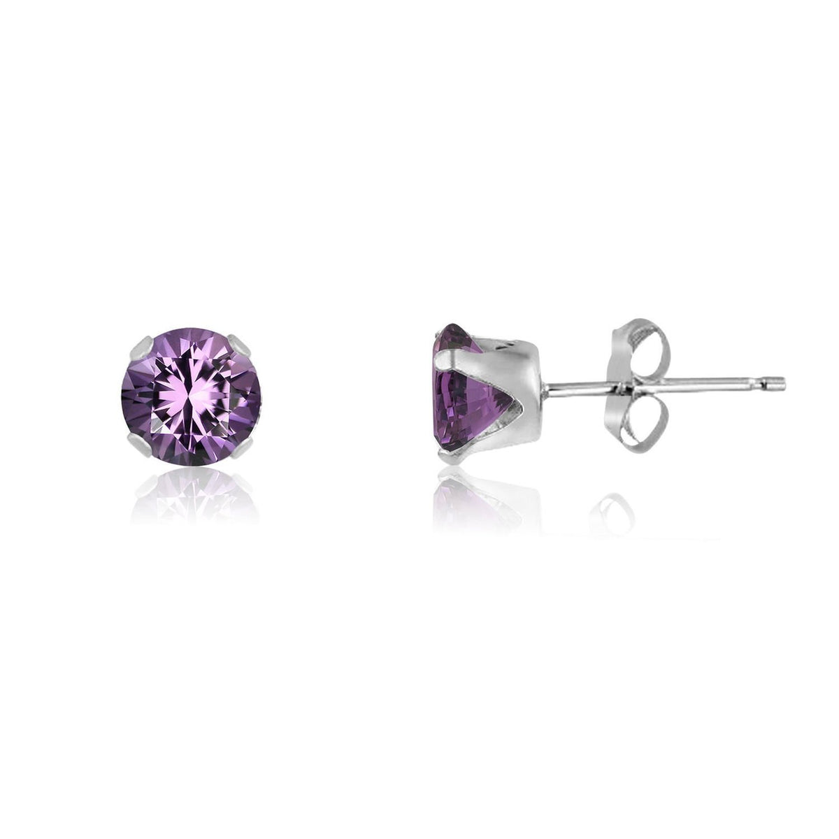 4MM Classic Brilliant Round Cut Cubic Zirconia (CZ) Sterling Silver Solitaire Stud Earring 