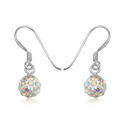 6MM Disco Ball Sterling Silver Dangly Drop Hook Earrings 