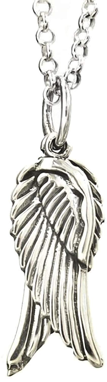 Guardian Angel Wing Silver Pendant Necklace (Small) for Women/Men/Unisex/Teenager/Girls/Boys On 16, 18 or 20 Inch Chain - 925 Sterling Silver Size: 8mm W X 26mm H - Weight: 2.10 Grams