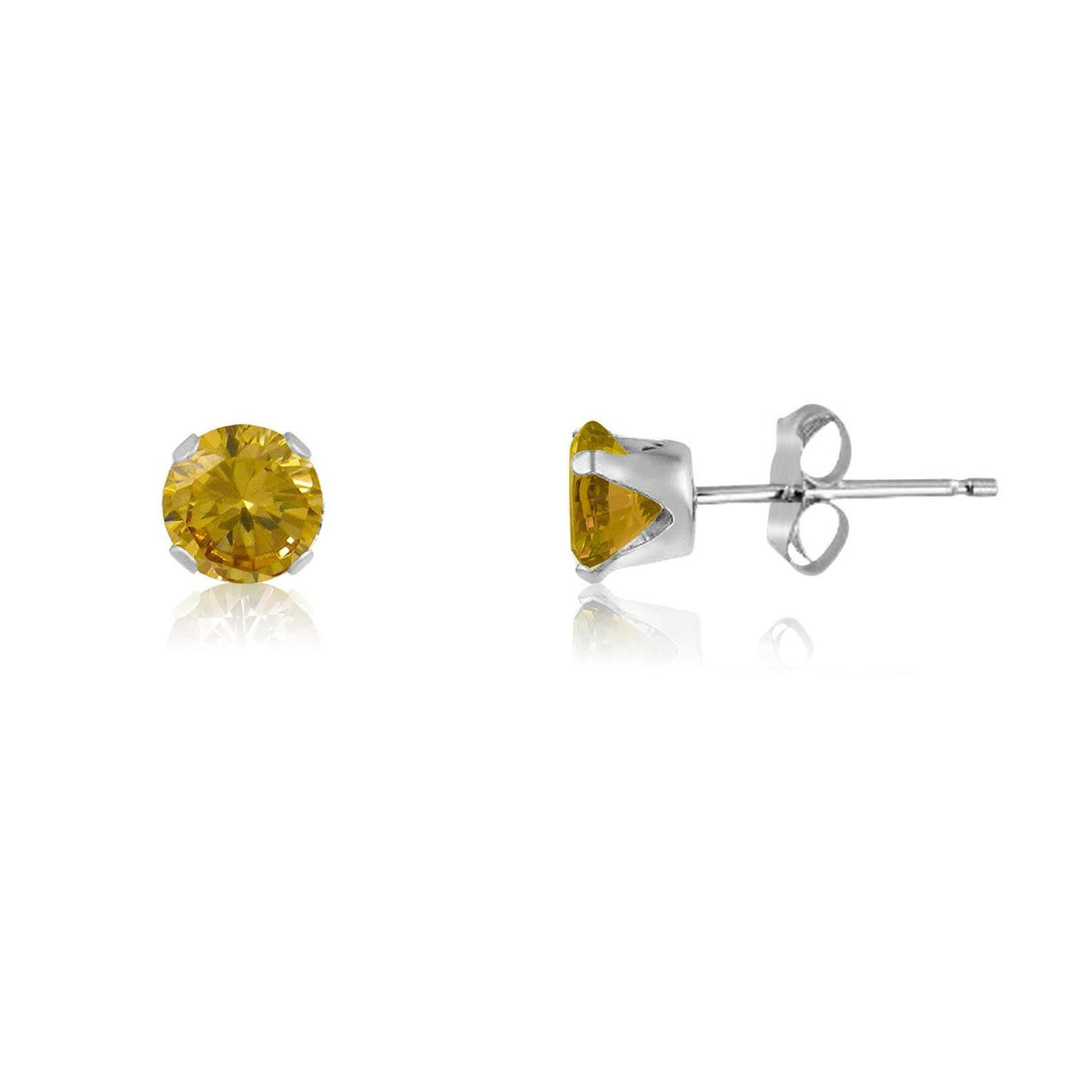 CITRINE YELLOW Classic Brilliant Round Cut Cubic Zirconia (CZ) Sterling Silver Birthstone 