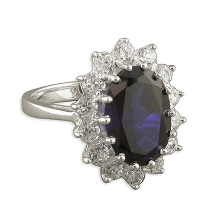 Sapphire & Diamond CZ Sterling Silver Engagement Ring - LARGE Replica Kate Middleton/Princess Diana. Sizes M-R Available